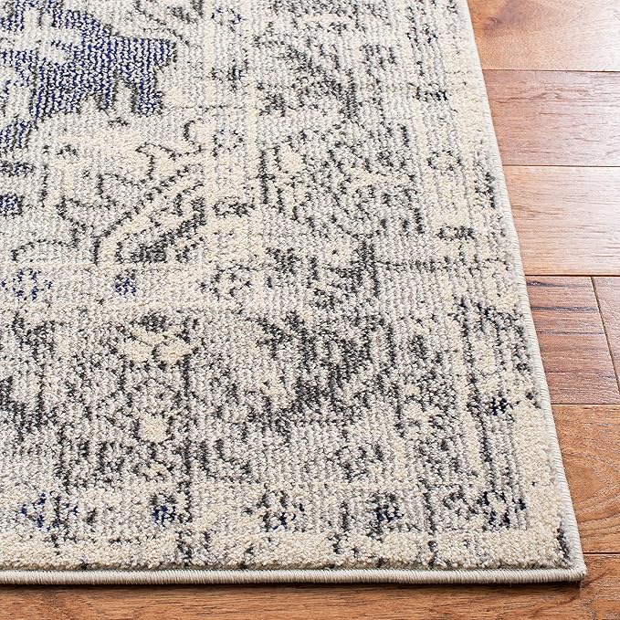 SAFAVIEH Monaco Collection Area Rug - 8' x 10', Ivory & Grey, Boho Chic Medallion Distressed Design, Non-Shedding & Easy Care, Ideal for High Traffic Areas in Living Room, Bedroom (MNC243B)