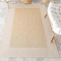 Nuloom Asha Tan/Ivory, 5' x 8', Casual, Striped Border, Soft and Cozy, High Traffic, Stain Resistant, Easy Clean, Durable Area Rug for Indoor/Outdoor Patio, Deck, Porch, Garden, Courtyard