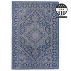 FH Home Flat Woven Outdoor Rug - Waterproof, Easy to Clean, Stain Resistant - Premium Polypropylene Yarn - Vintage - Patio, Deck, Porch,Balcony,Laundry Room - Amol - Blue - 3ft 11 in x 5ft 6in