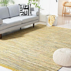 SAFAVIEH Rag Rug Collection Area Rug - 10' x 14', Yellow & Multi, Handmade Boho Stripe Cotton, Ideal for High Traffic Areas in Living Room, Bedroom (RAR121H)