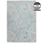 FH Home Flat Woven Outdoor Rug - Waterproof, Easy to Clean, Stain resistant - Premium Polypropylene Yarn - Distressed Farmhouse - Porch, Deck,Balcony,Laundry Room - Granada - Aqua - 2ft 7in x 4ft 11in