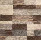 SUPERIOR Indoor Area Rug, Jute Backed, Modern Geometric Patchwork Floor Decor for Bedroom, Office, Living Room, Entryway, Hardwood Floors, Rockwood Collection, 8' x 8' Square, Slate