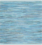 SAFAVIEH Rag Rug Collection Area Rug - 4' Square, Blue & Multi, Handmade Boho Stripe Cotton, Ideal for High Traffic Areas in Living Room, Bedroom (RAR121B)