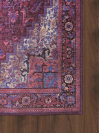 Fame Rugs Turkish Rug. Washable Vintage Oriental Antique Inspired Traditional Doormat Small Modern Area Rugs Luxury Entryway Entry Bedroom Bathroom Kitchen (398RR, 2'5 x 9'8)