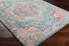 Livabliss Area Rugs - 8x10 Romaine Vintage Boho Navy Sky Blue Rose Area Rug for Living Room Bedroom - Floral Medallion Stain Resistant Carpet for Kitchen, Nursery, Office (7'10" x 10'3")