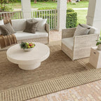 nuLOOM 2x8 Outdoor/Indoor Asha Area Rug, Light Brown, Casual Design With Striped Border, Stain Resistant, Highly Durable, For Patio, Balcony, Bedroom, Living Room, Dining Room, Bathroom