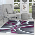 GLORY RUGS Modern Area Rug 8x10 Grey Swirls Carpet Bedroom Living Room Contemporary Dining Accent Sevilla Collection 4816A (Purple)