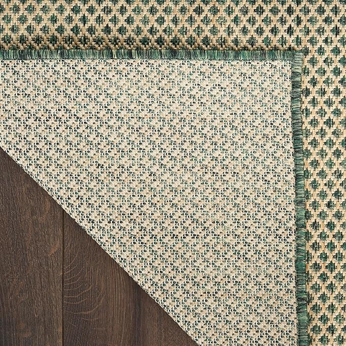 Nourison Home Courtyard Green 2' x 6' Area Rug - Easy Clean, Non Shedding, Bed Room, Living Room, Dining Room, Kitchen (6' Runner)