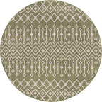Unique Loom Outdoor Trellis Collection Area Rug - Tribal Trellis (7' 10" Round, Green/ Natural)