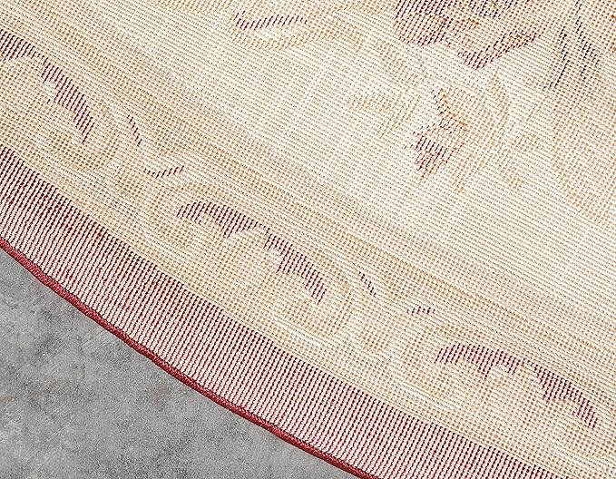 Unique Loom Versailles Collection Traditional Classic Floral Motif Area Rug (6 ft Round, Burgundy/ Ivory)