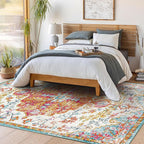 Livabliss Odelia Vintage Bohemian Area Rug,7'10" x 10'3",Orange/Aqua