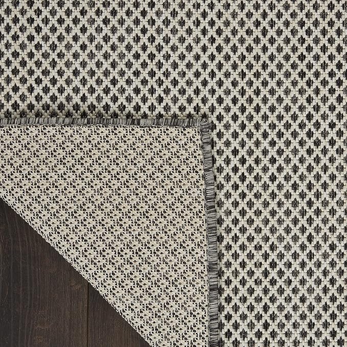 Nourison Home Courtyard Ivory Charcoal 6' x Square Area Rug - Easy Clean, Non Shedding, Bed Room, Living Room, Dining Room, Kitchen (6' x Square)
