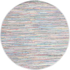 SAFAVIEH Rag Rug Collection 4' Round Grey/Multi RAR121M Handmade Boho Stripe Cotton Area Rug