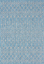 Unique Loom Outdoor Trellis Collection Area Rug - Tribal Trellis (7' 1" x 10' Rectangle, Aqua/ Ivory)