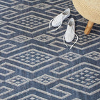 Dash & Albert Guthrie Navy Machine Washable Rug, 4 X 6 Feet, Blue Geometric Pattern