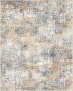 Bavni 9x12 Area Rugs Machine Washable Rug for Living Room, Modern Printed Rug Indoor Soft Area Rug for Bedroom Dining Room, Ultra-Thin Low Pile Carpet with Non Slip Rubber Backing, Ocher Gray