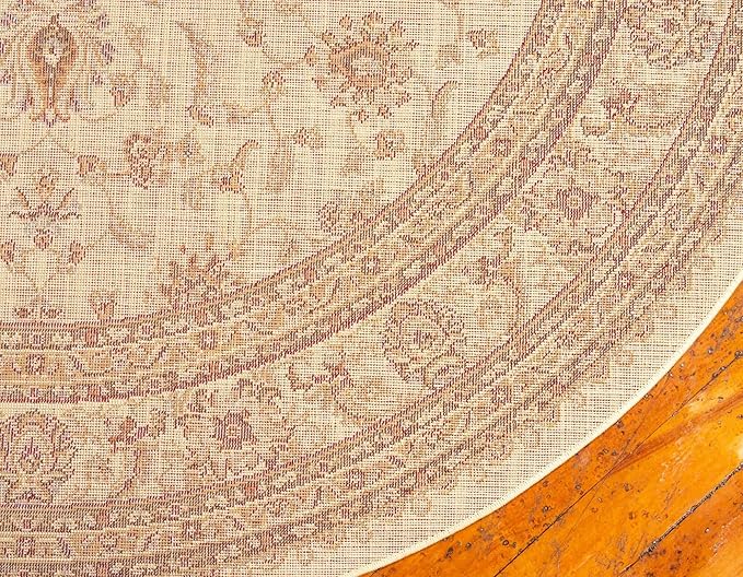Unique Loom Voyage Collection Traditional Oriental Classic Area Rug (3' 3 x 3' 3 Round, Ivory/Gold)