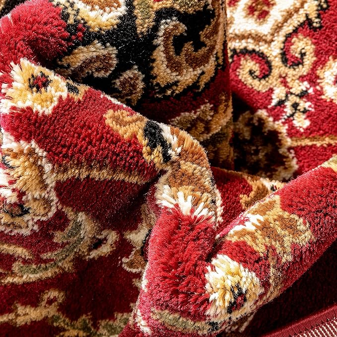 Well Woven Barclay Collection Medallion Kashan Red 5x7 (5'3" x 7'3") Area Rugs - Stain & Fade Resistant - Perfect Red Rug for Living Room, Bedroom, or Dining Room