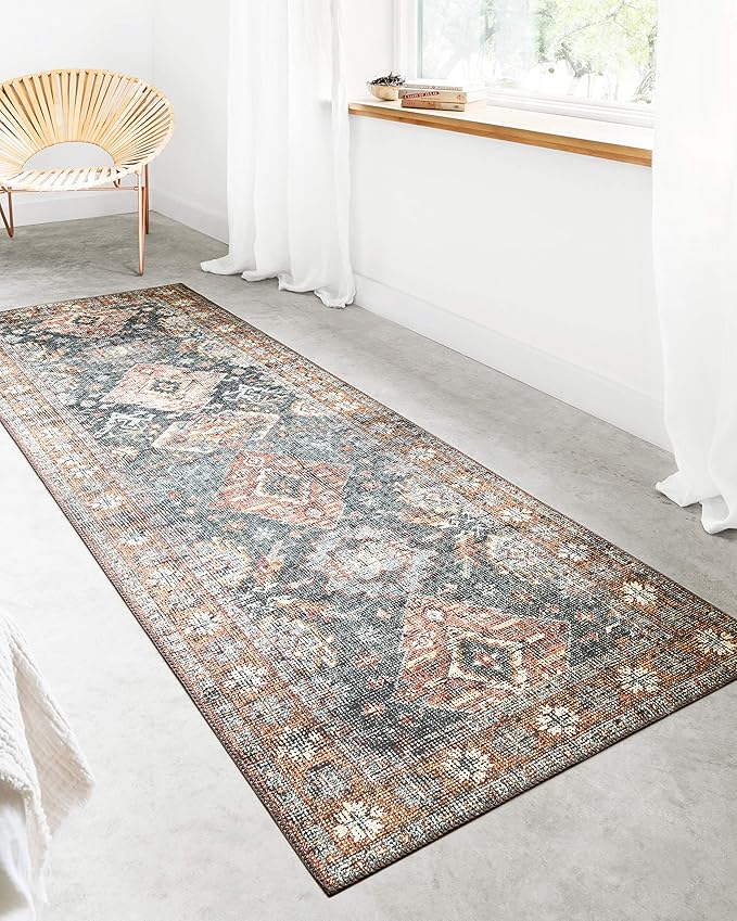 Loloi II Skye Collection SKY-10 Sea/Rust 2'-6" x 7'-6" Runner Rug