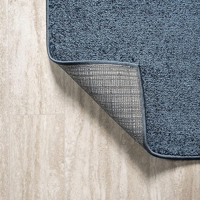 Eyely UES100C-5OV Supersoft Haze Solid Low-Pile Indoor Area Rug, Coastal, Bohemian, Minimalist, Classic, Casual for Bedroom,Kitchen,Living Room,Non Shedding,Easy-Washing, Blue, 5 X 8 Oval