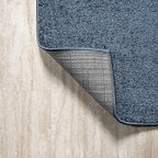 Eyely UES100C-6OV Supersoft Haze Solid Low-Pile Indoor Area Rug, Coastal, Bohemian, Minimalist, Classic, Casual for Bedroom,Kitchen,Living Room,Non Shedding,Easy-Washing, Blue, 6 X 9 Oval