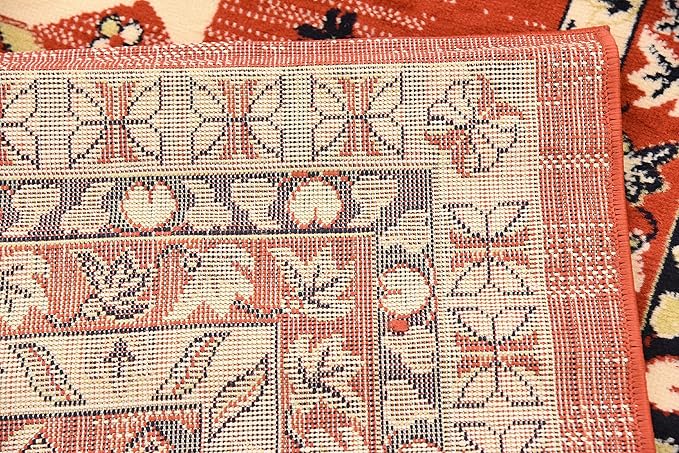 Unique Loom Taftan Collection Border Geometric Tribal Inspired Design Area Rug (6' 0 x 9' 0 Rectangular, Terracotta/ Ivory)