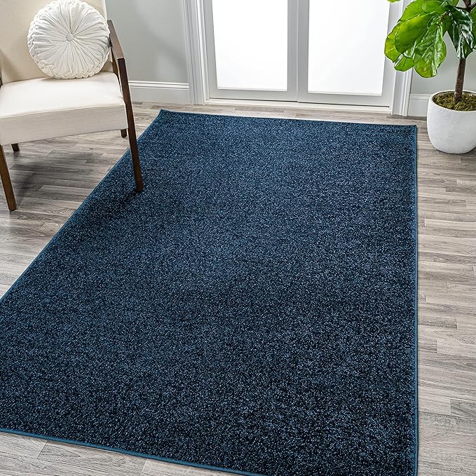 Eyely UES100C-9 Supersoft Haze Solid Low-Pile Indoor Area Rug Casual;Contemporary;Solid;Traditional, Bedroom, Kitchen, Living Room, Easy-Cleaning, Non-Shedding, 9 X 12, Navy