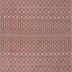 Unique Loom Outdoor Trellis Collection Area Rug - Tribal Trellis (10' 8" Square, Rust Red/ Ivory)