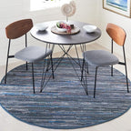 SAFAVIEH Rag Rug Collection 4' Round Ink / Multi RAR121C Handmade Boho Stripe Cotton Area Rug