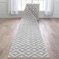 Well Woven Custom Size Runner - Choose Your Length - Ainsley Blue Diamond Trellis Geometric Tribal - 31 Inches Wide x 8 Feet Long Runner (31" x 8' Runner) Rug