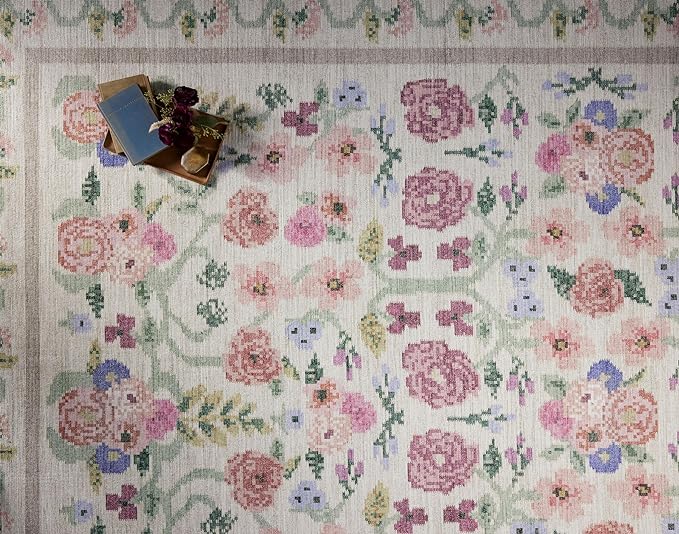 Loloi Rifle Paper Co. Rosa Collection RSA-01 Ivory 2'-0" x 5'-0" Accent Rug