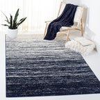 SAFAVIEH Adirondack Collection Area Rug - 4' Square, Navy & Ivory, Modern Ombre Design, Non Shedding & Easy to Clean, Ideal for Living Room, Bedroom, Office, Dining Space (ADR113N)