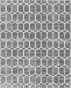 Rugs.com Lattice Trellis Collection Rug – 8' x 10' Gray Low-Pile Rug Perfect for Living Rooms, Large Dining Rooms, Open Floorplans
