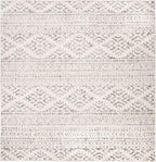 SAFAVIEH Tulum Collection Area Rug - 3' Square, Ivory & Grey, Moroccan Boho Tribal Design, Non-Shedding & Easy to Clean, Ideal for Entryway, Foyer, Accent Space, Bedroom (TUL272A)