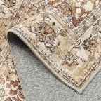 HUGEAR 5x7 Machine Washable Rugs Brown Beige Hallway Area Rug Indoor Accent Rug Floral Low Pile Carpet Soft Throw Aesthetic Rug Bedroom Living Room Office Dining Room Kitchen Laundry Room Non Slip