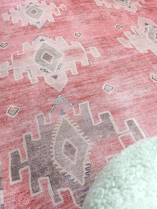 Fame Rugs Turkish Rug. Washable Vintage Oriental Antique Inspired Traditional Doormat Small Modern Area Rugs Luxury Entryway Entry Bedroom Bathroom Kitchen (379PP, 2'5 x 6'9)