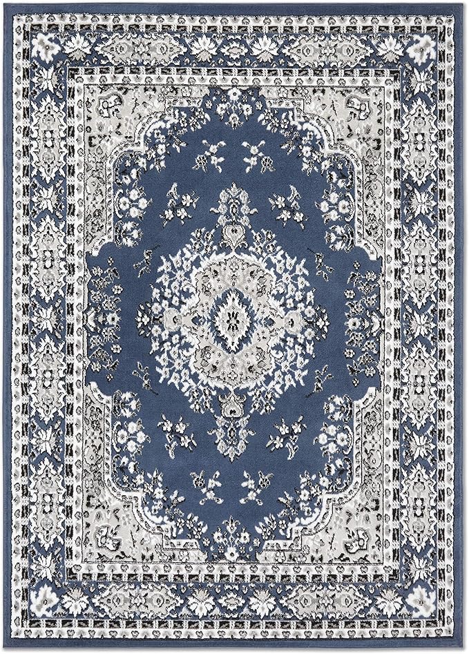 Home Dynamix Premium Sakarya Traditional Medallion Border Area Rug, Midnight Blue, 9'2"x12'5" Rectangle