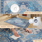 Bedsure 8x10 Area Rugs for Living Room, Machine Washable Rugs, Non-Slip Backing, Non-Shedding, Vintage Low Pile Easy Care Throw Carpet for Bedroom Dining Room, Taupe
