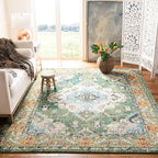 SAFAVIEH Monaco Collection Area Rug - 10' x 14', Forest Green & Light Blue, Medallion Distressed Design, Non-Shedding & Easy Care, Ideal for High Traffic Areas in Living Room, Bedroom (MNC243F)