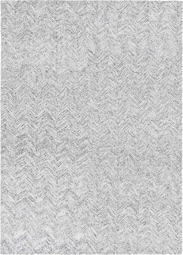 Modern Herringbone Chevron Collection Handcrafted Wool Area Rug - Durable, Zigzag Pattern, for High Traffic, Contemporary Design for Living Room, Bedroom, Dining Room Decor (Denim blue, 6' x 8')