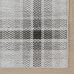 Dash & Albert Andri Plaid Black Machine Washable Rug, 9.5 X 13.5 Feet, Black/White Plaid Pattern