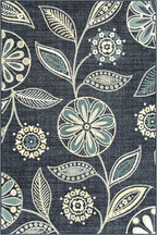 Maples Rugs Reggie Floral Area Rug - Made in USA - Washable, Non Slip, Pet-Friendly Mats for Living Room, Bedroom, and Office, 3'4 x 5, Persian Blue
