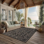 Area Rug Non Slip Machine Washable Ultra Soft Living Room/Bedroom/Kitchen/Outdoor/Classroom Black Gold, 4'×6'