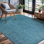 CAMILSON Outdoor Rug 5x7 Modern Area Rugs for Indoor and Outdoor Patios and Porches - Waterproof, Washable, Non-Shedding, Easy-to-Clean Outside Carpet (5 x 7, Solid - Aqua)