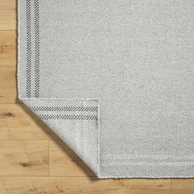 Mark&Day Wool Rugs, 2x8 Janmichael Solid and Border Gray/Black Runner Area Rug, Grey Ivory Black Carpet for Hallway, Kitchen, Bedroom or Living Room (2'6" x 8' Runner)