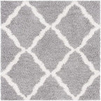 SAFAVIEH Dallas Shag Collection Area Rug - 10' Square, Grey & Ivory, Trellis Design, Non-Shedding & Easy Care, 1.5-inch Thick Ideal for High Traffic Areas in Living Room, Bedroom (SGD257G)