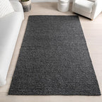 Nuloom Penelope Charcoal, 2'6" x 8', Hand-Braided, Wool & Cotton, Soft and Textured, High Traffic, Stain Resistant, Easy Clean, Durable Runner for Bedroom, Living Room, Dining, Foyer, Entryway