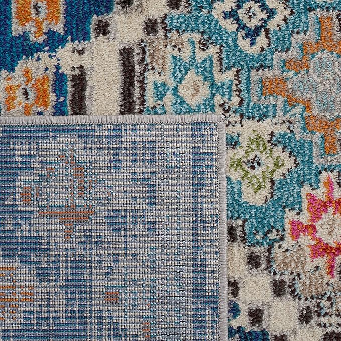 SAFAVIEH Madison Collection Accent Rug - 4' x 6', Navy & Beige, Boho Diamond Distressed Design, Non-Shedding & Easy Care, Ideal for High Traffic Areas in Entryway, Living Room, Bedroom (MAD418M)
