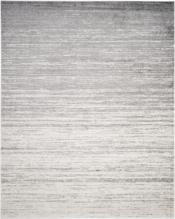 SAFAVIEH Area Rug 9x12 - Adirondack Collection - Large - Ivory & Silver, Modern Ombre Design, Non Shedding & Easy to Clean, Ideal for Living Room, Bedroom, Office, Dining Space (ADR113B)