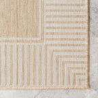 Nuloom Asha Tan/Ivory, 6'7" x 9', Casual, Striped Border, Soft and Cozy, High Traffic, Stain Resistant, Easy Clean, Durable Area Rug for Indoor/Outdoor Patio, Deck, Porch, Garden, Courtyard